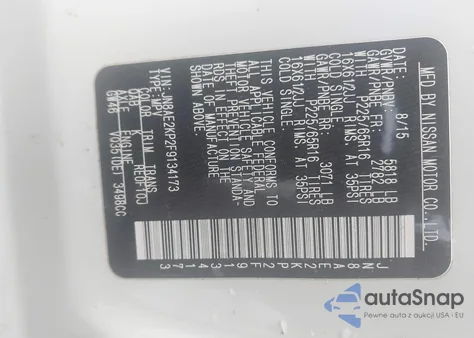 2015 Nissan Quest S z USA, uszkodzony, nr VIN JN8AE2KP2F9134173